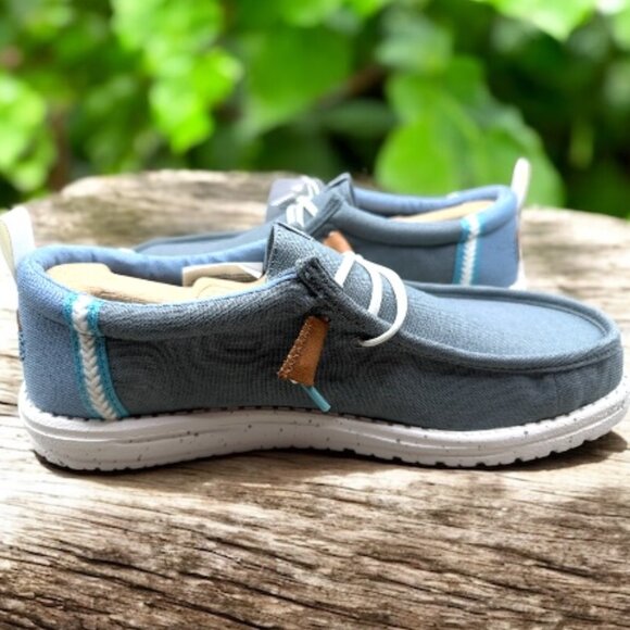Hey Dude Men\'s Wally Craft Linen Shoes - Monument Grey/Faded Denim -  Size 9
